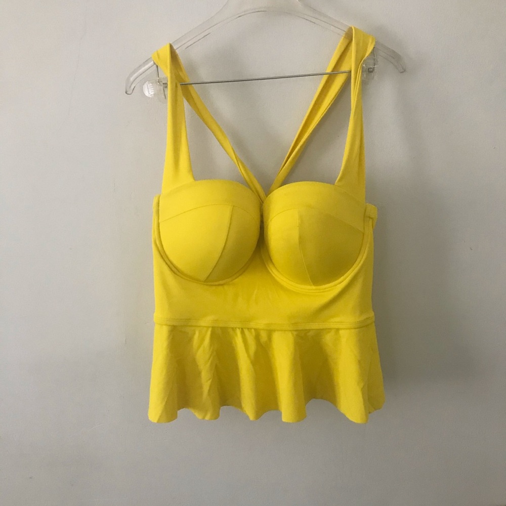 Torrid bright yellow peplum swim top